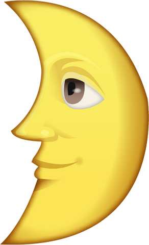 Download First Quarter Moon With Face Emoji PNG
